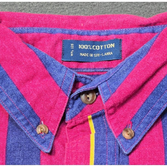 Vintage 90s Chaps Ralph Lauren Vertical Stripe Rugby Style Shirt Size L Y2K - Picture 3 of 10